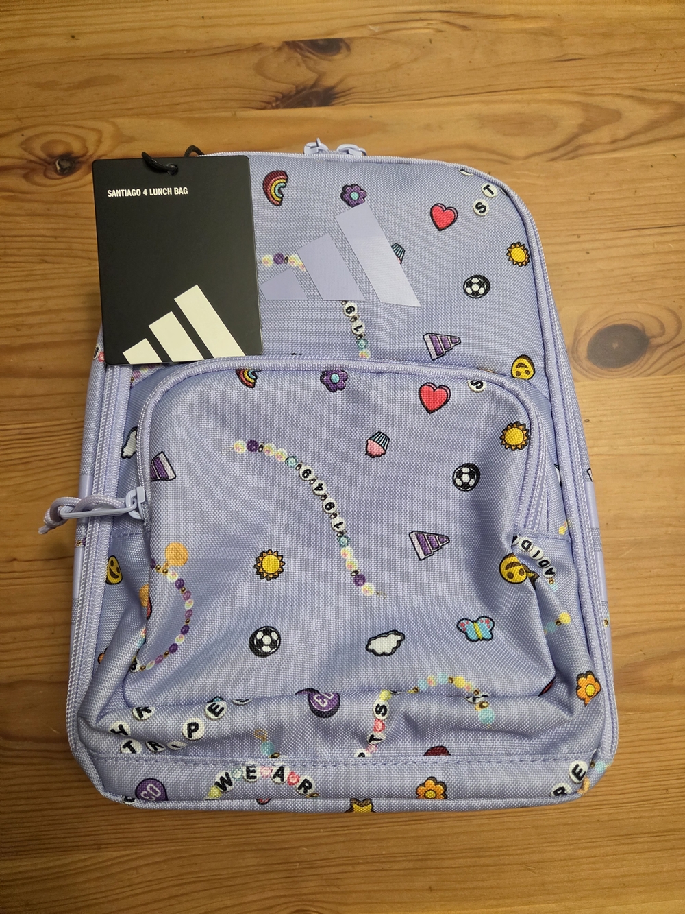 adidas Lavender Girls Lunch Bag with Colorful Emoji Print